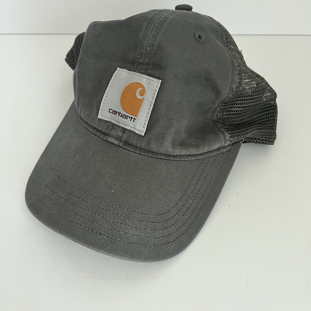 Carhartt gray mesh trucker cap snapback unisex embroidered logo NWOT